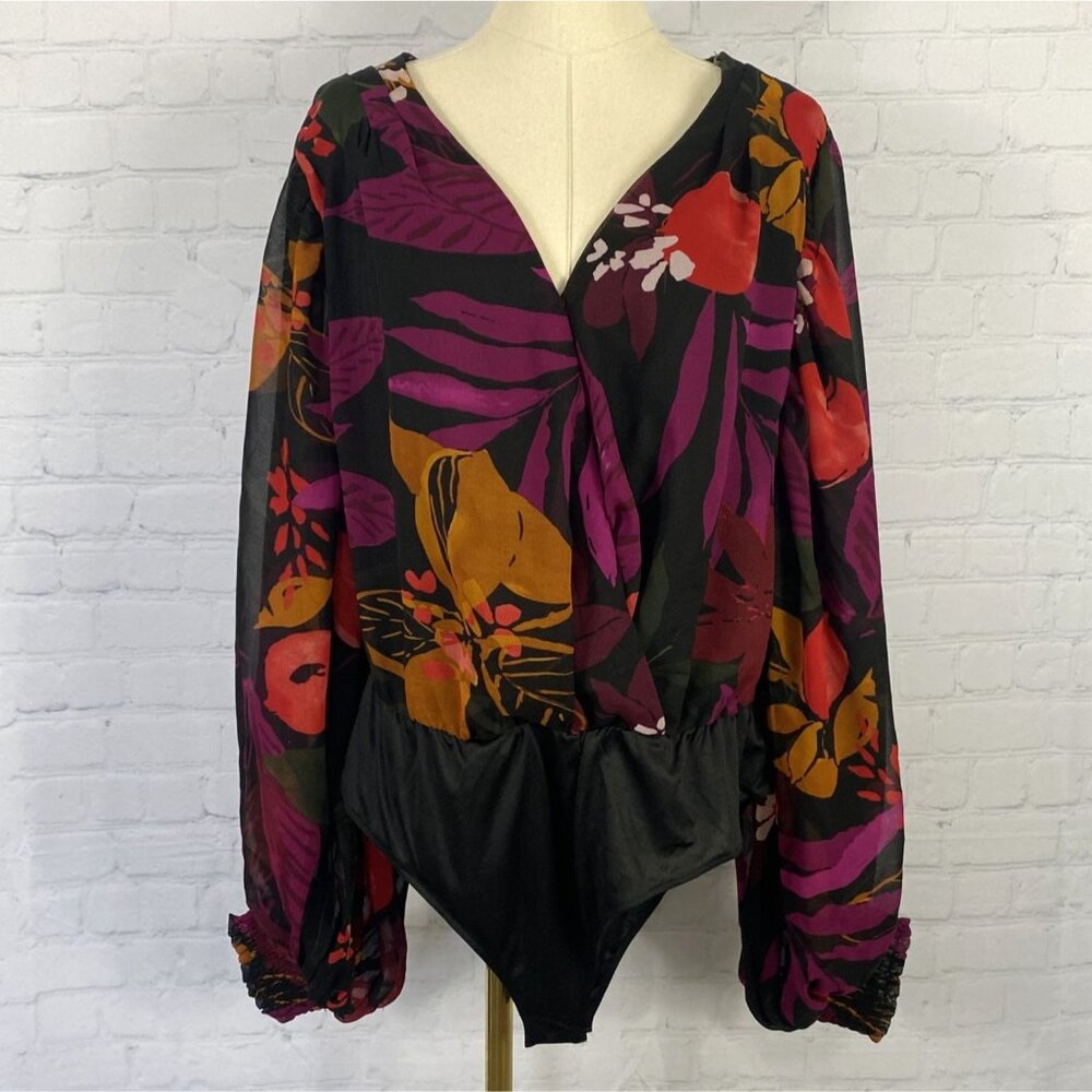 Floral Long Sleeve Bodysuit - Multicolor